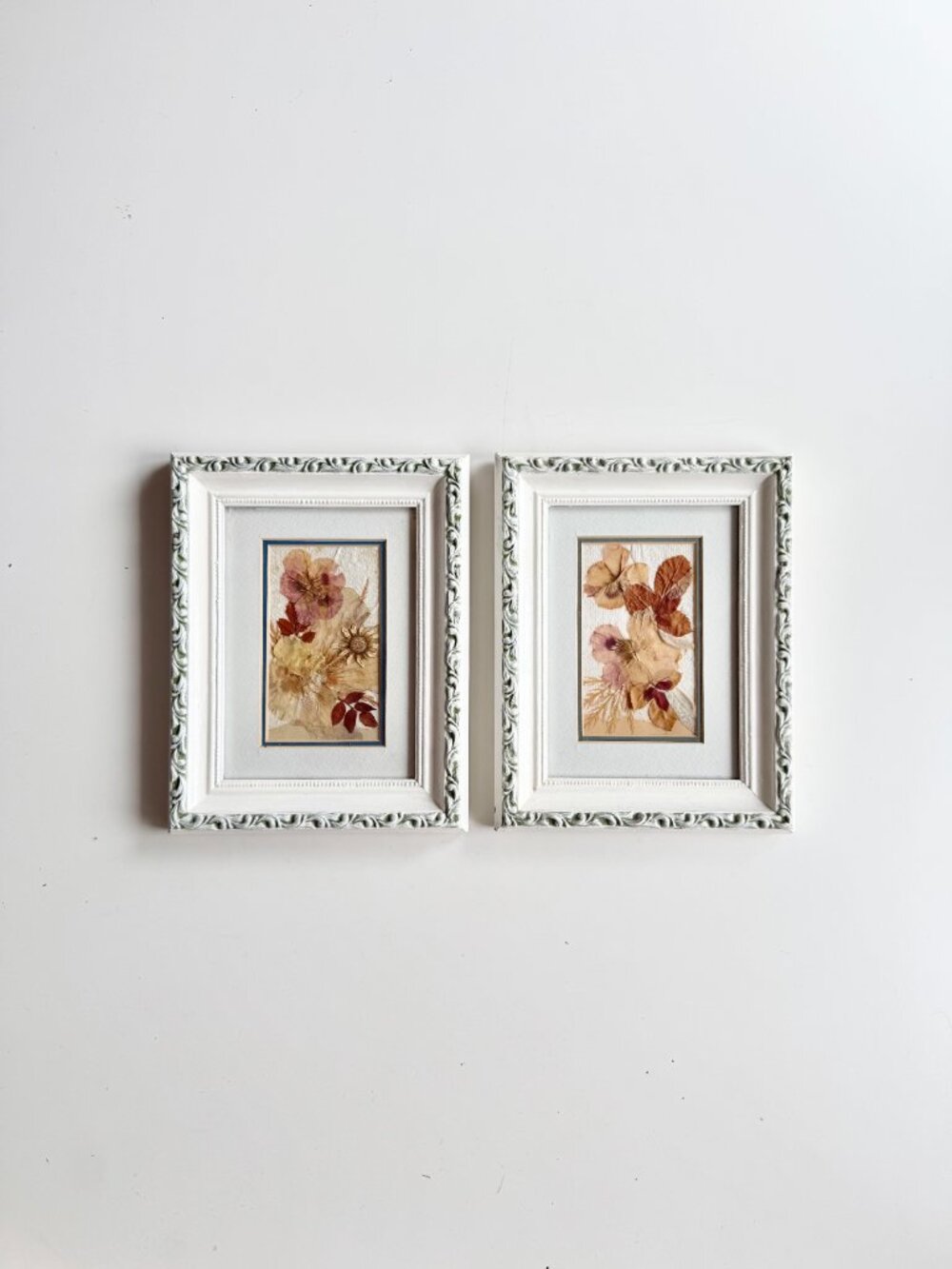Pair of SANDI HUISH Dried Flower White Framed Wall Art